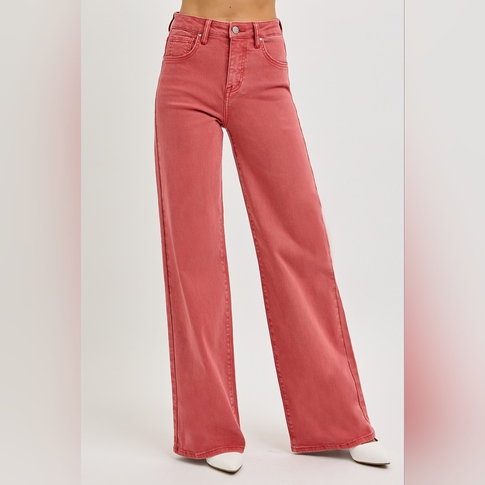 RISEN High Rise Tummy Control Classic Wide Leg Jeans Stretch Brick Various NEW - Picture 3 of 13